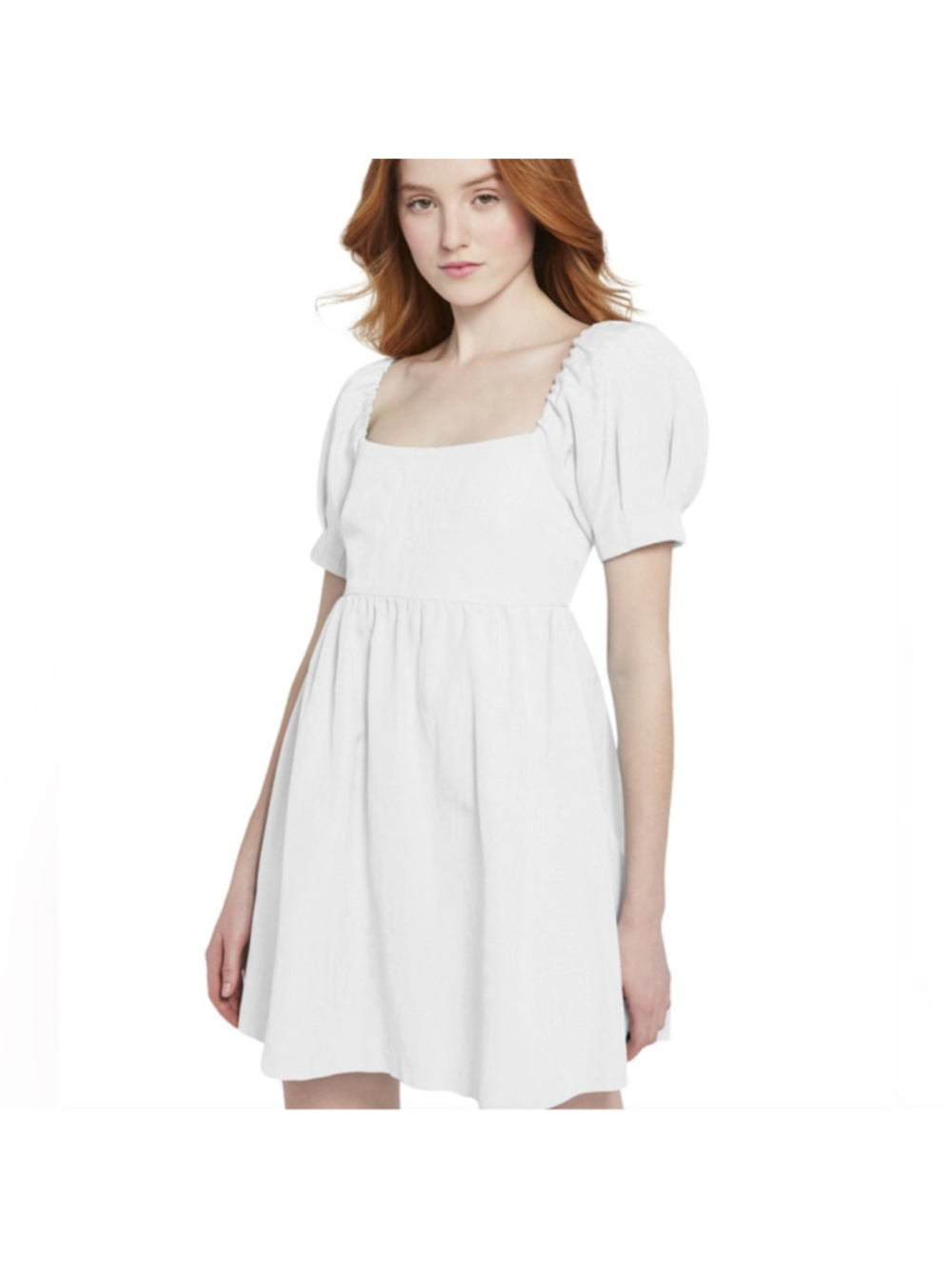 Alice + Olivia Bauery White Puff Sleeve Mini Dress